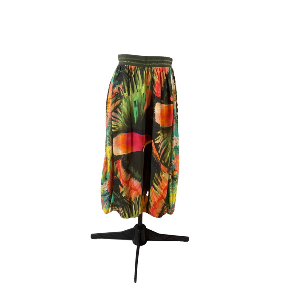 FARM Rio Tropical Floral Maxi Skirt in Green, Orange, Yellow